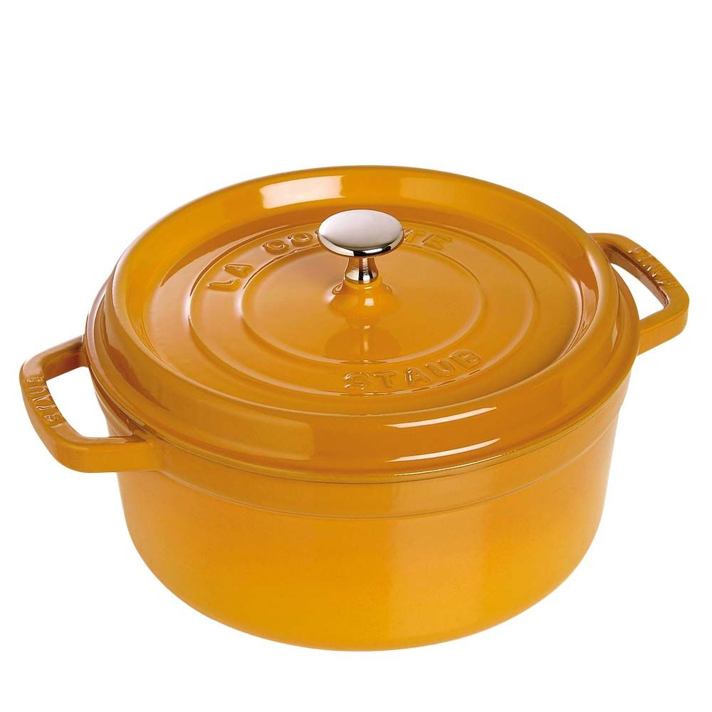 法國Staub—圓形鑄鐵鍋（芥末黃．直徑22cm） - PEKOE食品雜貨鋪